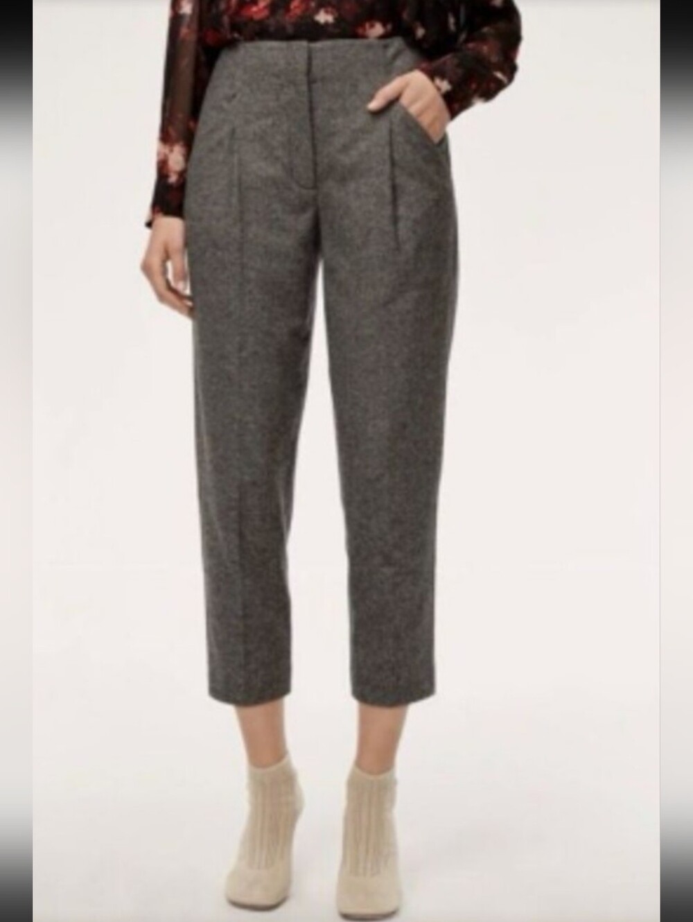 ARITZIA WILFRED Chambery Wool cashmere blend plaid high waist pants